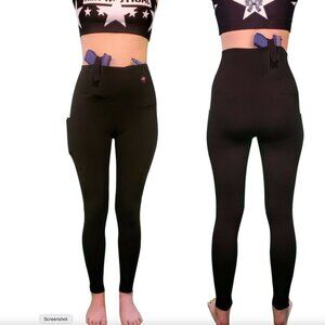 NEW HER TACTICAL High Waisted Black Gun Holster Leggings Size XL